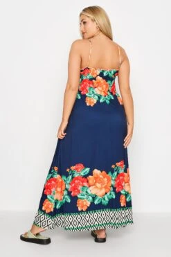 Robe Maxi Fines Bretelles Bleue Marine Bordure Floral -GrandeTendance Boutique c373da14 2b6b 48 300981 C