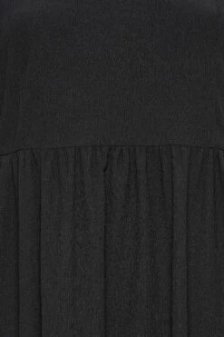 YOURS - Robe Midi Noire Texturée Smocké Manches Courtes -GrandeTendance Boutique c53a4d39 167d 49 137506 Z