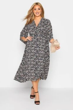 YOURS LONDON - Robe Noire Cache-Coeur Floral En Midaxi -GrandeTendance Boutique c72a0e8a 9b5d 49 161190 B