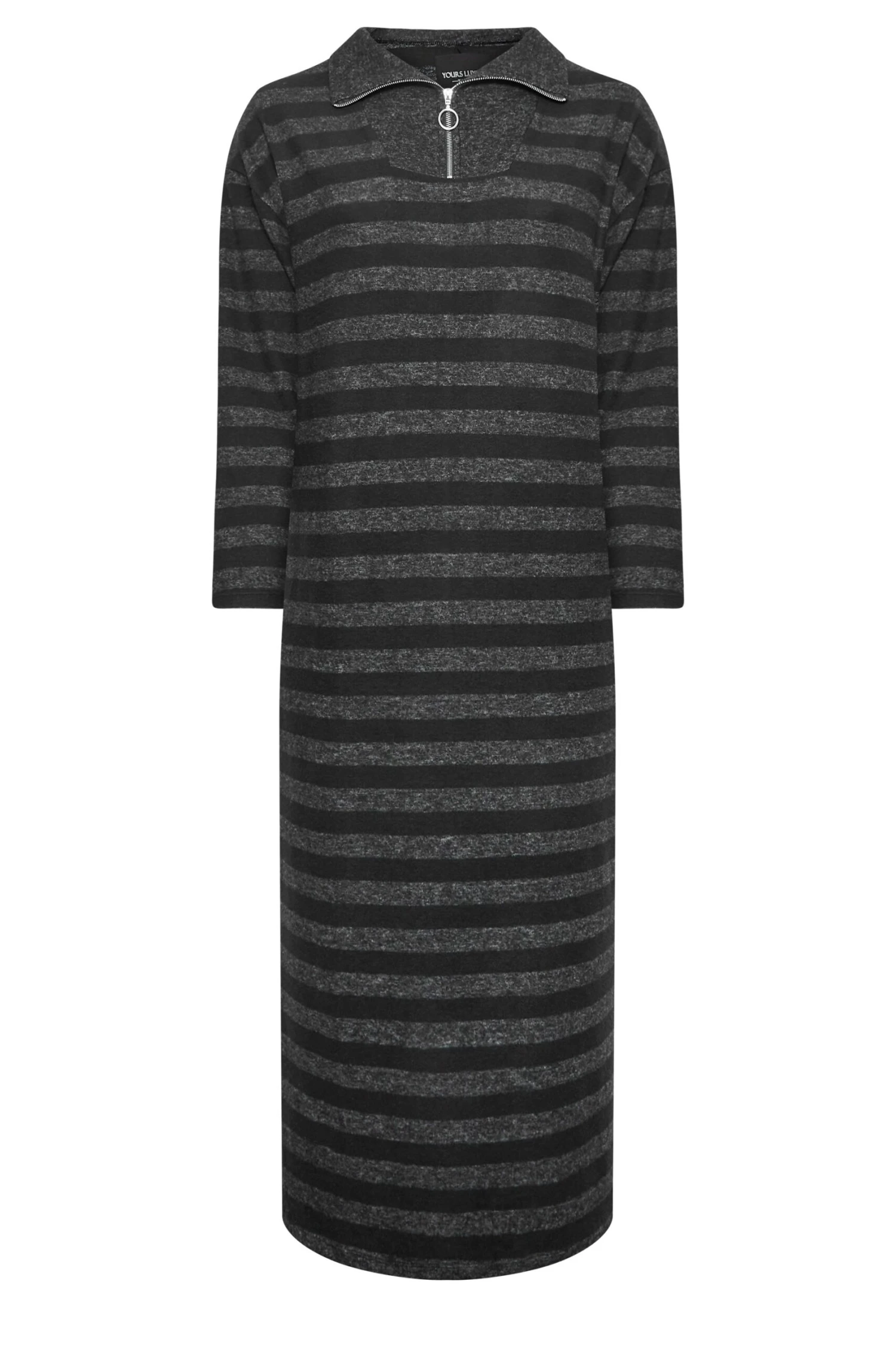 YOURS LUXURY - Robe-Pull Maxi Grise & Noire à Rayures 9 YOURS LUXURY - Robe-Pull Maxi Grise & Noire à Rayures – Image 7