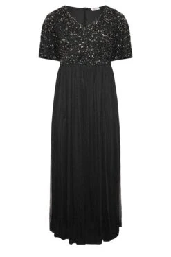 LUXE - Robe Noire Maxi Sequins Manches Courtes & Volantées 14 LUXE - Robe Noire Maxi Sequins Manches Courtes & Volantées -GrandeTendance Boutique c7355f21 c59f 4c 161932 X