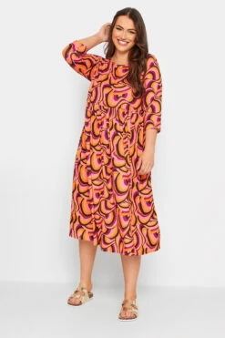 LIMITED COLLECTION - Robe Orange Smocké Tourbillons