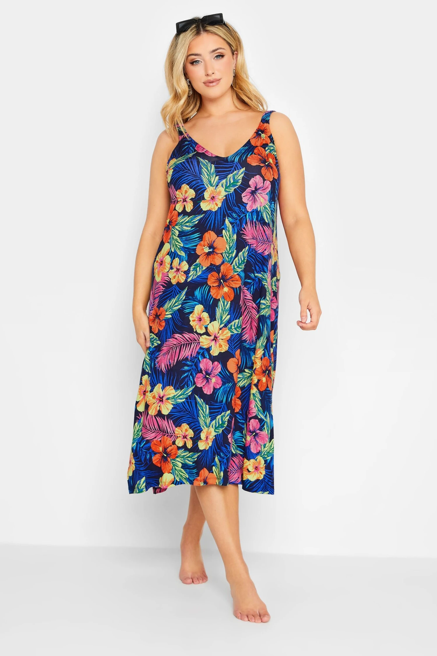 YOURS - Robe De Plage Midaxi Bleue Floral Tropical 6 YOURS - Robe De Plage Midaxi Bleue Floral Tropical â Image 4