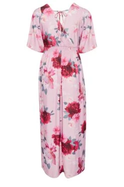 YOURS LONDON - Robe Plissée Rose Poudré Floral Longueur Maxi -GrandeTendance Boutique c8240699 d209 4e 162124 Y