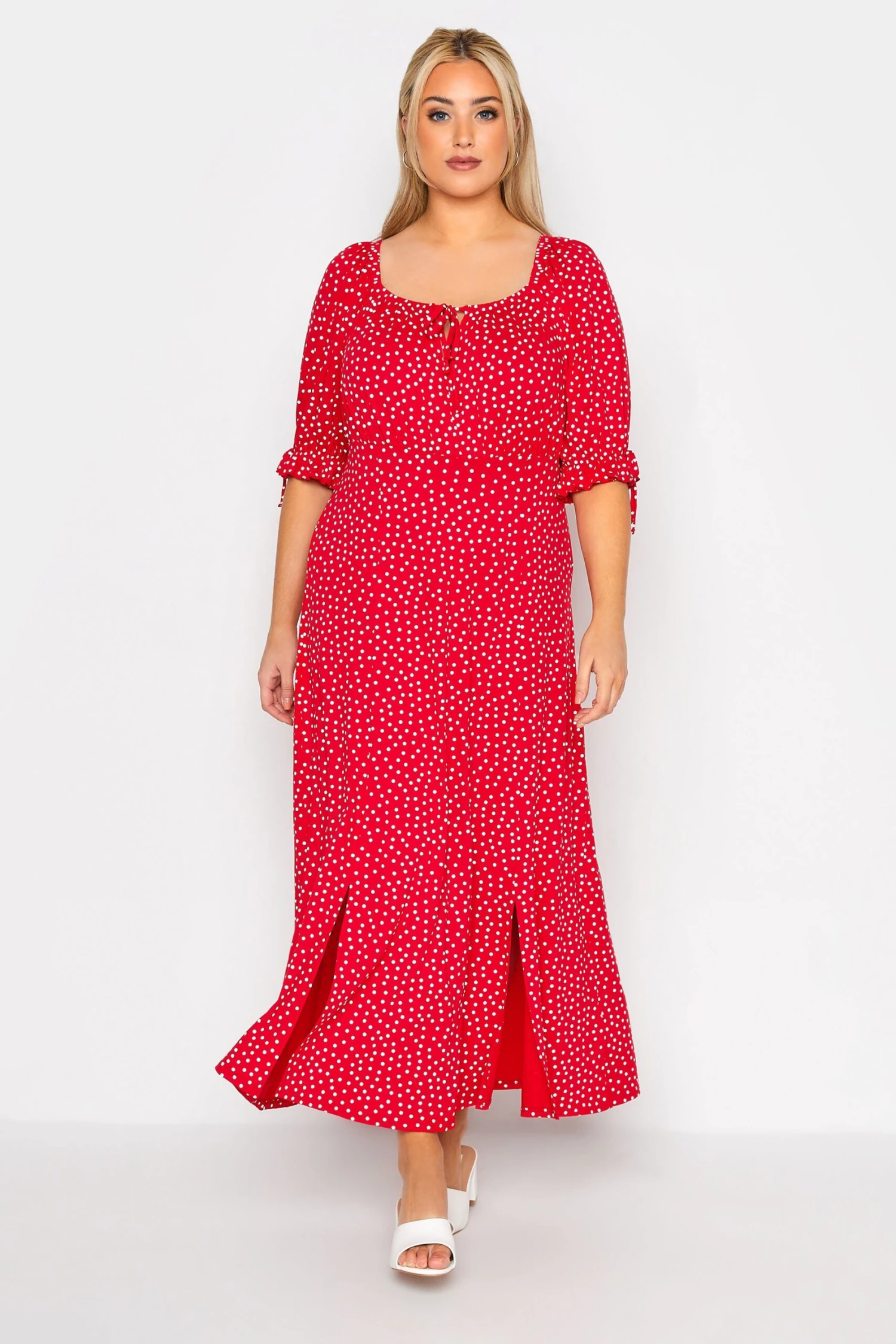 LIMITED COLLECTION - Robe Rouge Maxi Style Milkmaid à Pois 4 LIMITED COLLECTION - Robe Rouge Maxi Style Milkmaid à Pois – Image 2