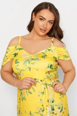 YOURS LONDON - Robe Jaune Floral Design Bardot -GrandeTendance Boutique c9783255 c9b2 43 161530 D