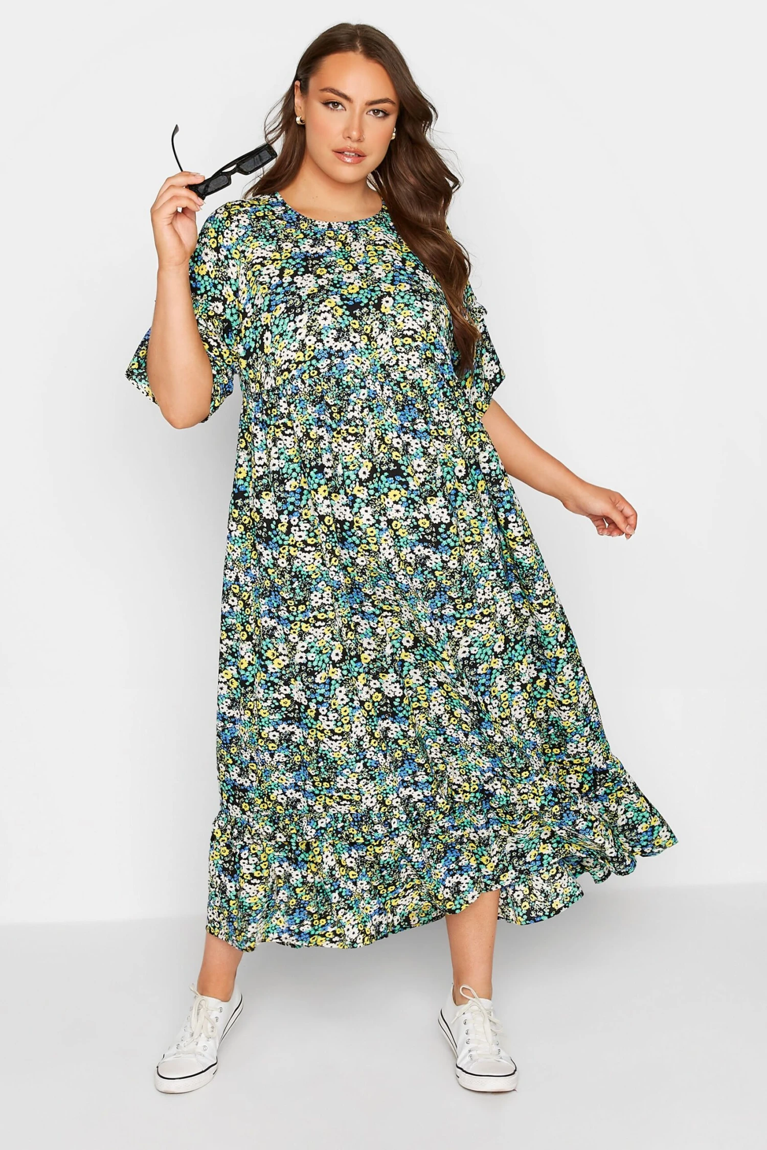 Robe Verte Multi-Floral Volanté En Maxi 4 Robe Verte Multi-Floral Volanté En Maxi – Image 2