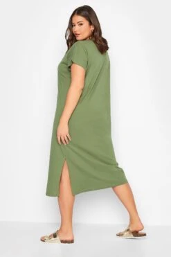 YOURS - Robe Verte Kaki Midaxi Fentes à L'Ourlet -GrandeTendance Boutique caccee7b 00cf 4f 137318 C