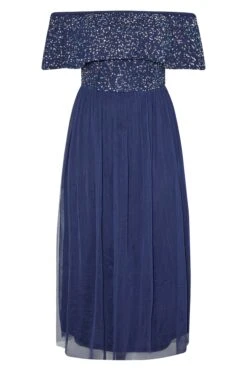 LUXE - Robe Bleue Marine Maxi Design Bardot & Sequins -GrandeTendance Boutique cbbd78ea da28 4a 161203 Y