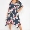 YOURS LONDON - Robe Bleue Marine Floral Design Portefeuille -GrandeTendance Boutique cccc274b 7b62 40 161321 B