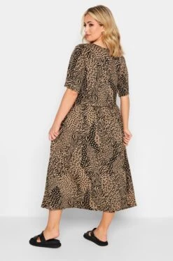 LIMITED COLLECTION - Robe Midi Smocké Marron Animal -GrandeTendance Boutique cd8057f7 365d 46 137561 C