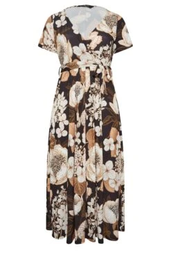 YOURS - Robe Midaxi Noire & Beige Floral En Cache-Coeur -GrandeTendance Boutique cd88d8ca d350 45 302154 X