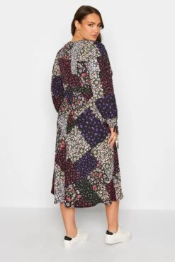 LIMITED COLLECTION - Robe Noire Patchwork Multi-Floral Manches En Ballons -GrandeTendance Boutique cda964c0 95f1 47 214908 C