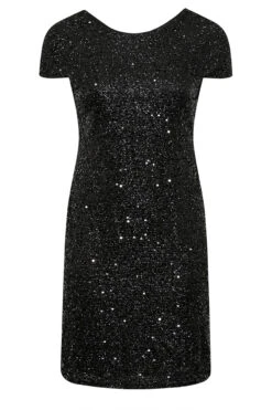 YOURS LONDON - Robe Sequin Noire Coupe Droite Manches Courtes -GrandeTendance Boutique ce8bdcc9 ffb0 40 161713 X
