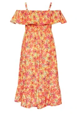 LIMITED COLLECTION - Robe Midi Orange Coupe Bardot Volanté -GrandeTendance Boutique cf1128c9 580e 42 215544 Y