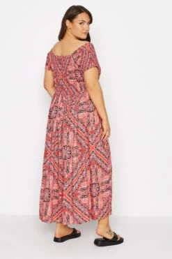 Robe Rose Paisley Maxi Design Bardot -GrandeTendance Boutique d013300b 1dfb 49 137106 C