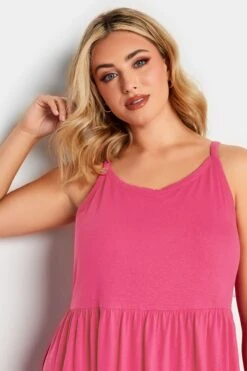 YOURS - Robe Rose Volantée Fines Bretelles Maxi En Jersey -GrandeTendance Boutique d187ff07 e0e8 4b 137357 D