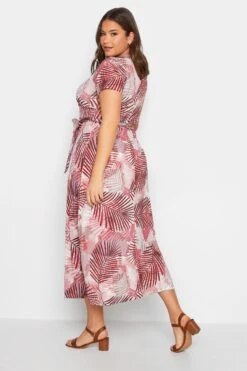 YOURS - Robe Rose Maxi Imprimé Feuilles Tropicales Cache-Coeur -GrandeTendance Boutique d195fe44 8496 49 301992 C
