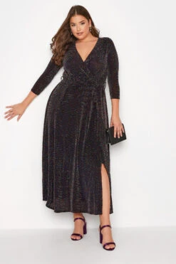YOURS LONDON - Robe Noire Paillettée Longueur Maxi