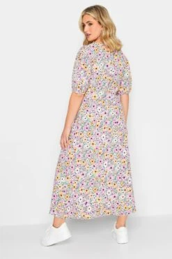 YOURS PETITE - Robe Maxi Floral Rose & Orange Manches Courtes -GrandeTendance Boutique d71731f3 8853 47 174568 C