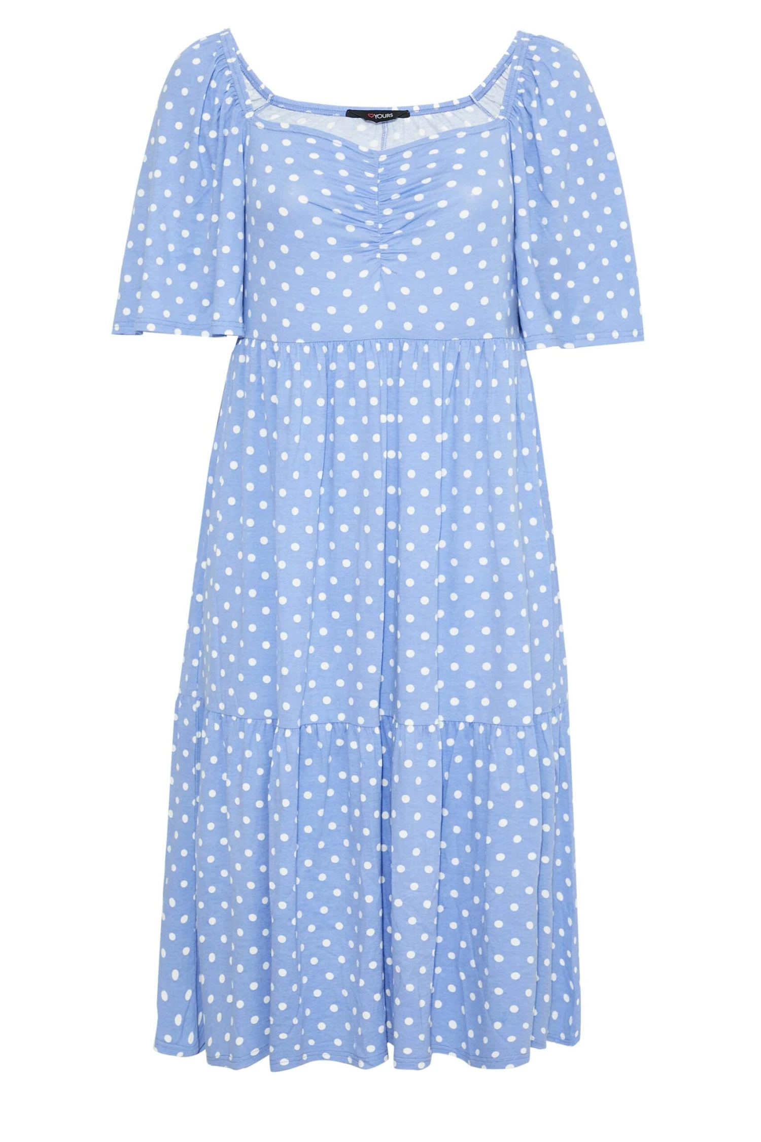 Robe Bleue Midaxi Design à Pois Manches Courtes 8 Robe Bleue Midaxi Design à Pois Manches Courtes – Image 6