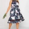 YOURS LONDON - Robe Bleue Marine Floral Patineuse Avec Ceinture -GrandeTendance Boutique d77b192f 1cb0 4a 162041 B