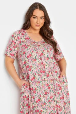 YOURS - Robe Rose Maxi Plissée Multi-Floral 12 YOURS - Robe Rose Maxi Plissée Multi-Floral -GrandeTendance Boutique d8536dc3 08fc 42 137278 D