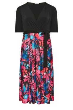 YOURS LONDON - Robe Noire & Rose Tropical Cache-Coeur -GrandeTendance Boutique d8f684a8 4944 40 162220 X