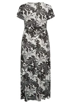 YOURS - Robe Noire & Blanche Maxi Imprimé Floral & Feuilles -GrandeTendance Boutique d93c0348 d7cc 4d 301698 Y