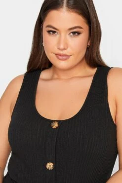 YOURS - Robe Noire Boutonnée Maxi En Jersey -GrandeTendance Boutique d9f90b52 4f07 4d 137543 D