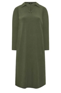 Robe Midi Verte Kaki Nervurée à Fente -GrandeTendance Boutique da13195d d658 47 137256 X