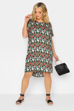 YOURS - Robe Verte Floral Coupe Droite -GrandeTendance Boutique da660bae 0021 45 137530 B