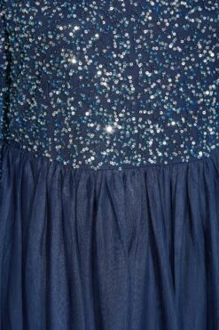 LUXE - Robe Bleue Marine Empiècement Sequin & Tulle -GrandeTendance Boutique da9488d7 f057 44 161156 S