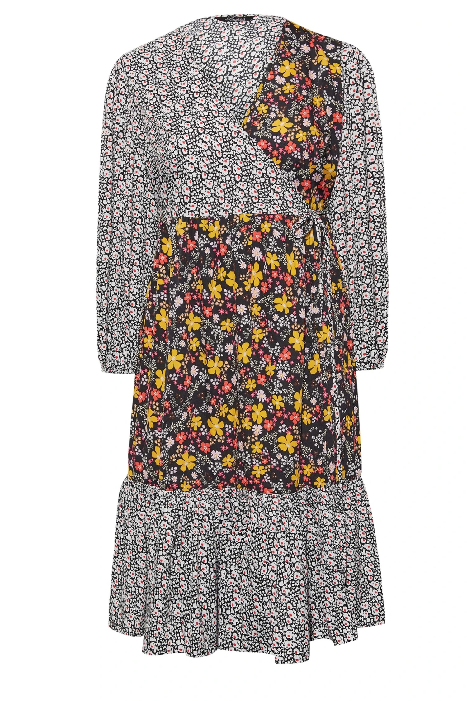 LIMITED COLLECTION - Robe Cache-Coeur Noire Contrastée Floral Jaune 8 LIMITED COLLECTION - Robe Cache-Coeur Noire Contrastée Floral Jaune – Image 6