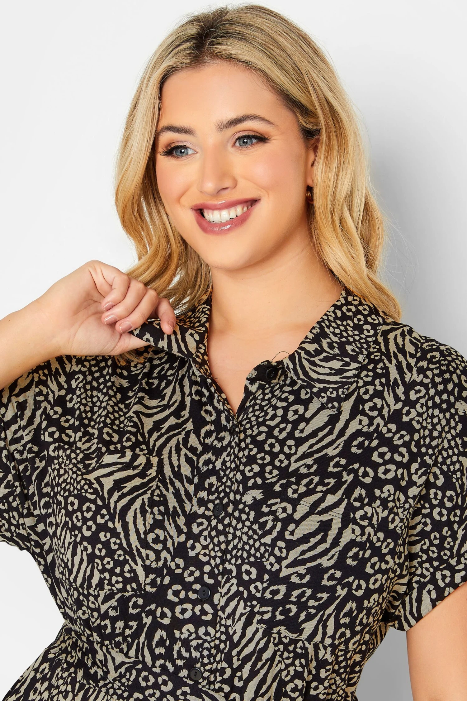 Robe Noire & Beige Midaxi Animal Manches Courtes 7 Robe Noire & Beige Midaxi Animal Manches Courtes â Image 5