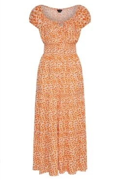 Robe Maxi Orange Floral Coupe Bardot 14 Robe Maxi Orange Floral Coupe Bardot -GrandeTendance Boutique dbccbbda 2e0e 46 137101 X