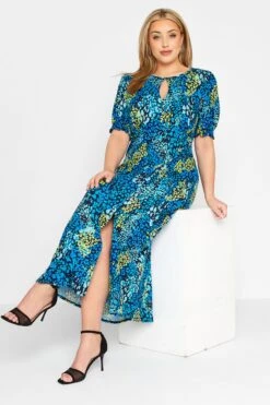 YOURS LONDON - Robe Bleue & Verte Imprimé Floral -GrandeTendance Boutique dc07dac1 2056 45 161591 D