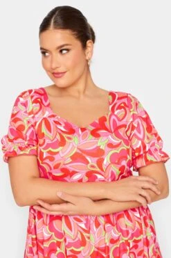 LIMITED COLLECTION - Robe Orangée Design Abstrait Smocké Volanté Encolure Coeur -GrandeTendance Boutique dd1f20a7 bfb9 47 215538 D