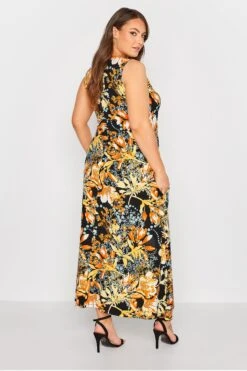 Robe Noire & Orange Maxi Multi-Floral -GrandeTendance Boutique dda8067c ffd3 4f 300810 C