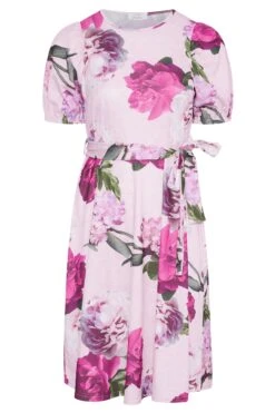 YOURS LONDON - Robe Rose Floral Ceinture Manches Bouffantes -GrandeTendance Boutique ddccb220 c730 4a 161369 F