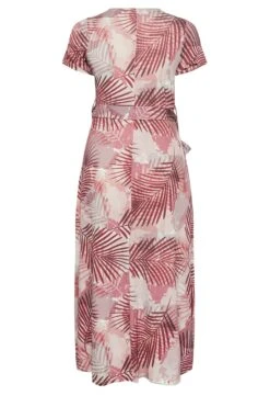 YOURS - Robe Rose Maxi Imprimé Feuilles Tropicales Cache-Coeur -GrandeTendance Boutique de3fecf5 2a5d 4d 301992 Y