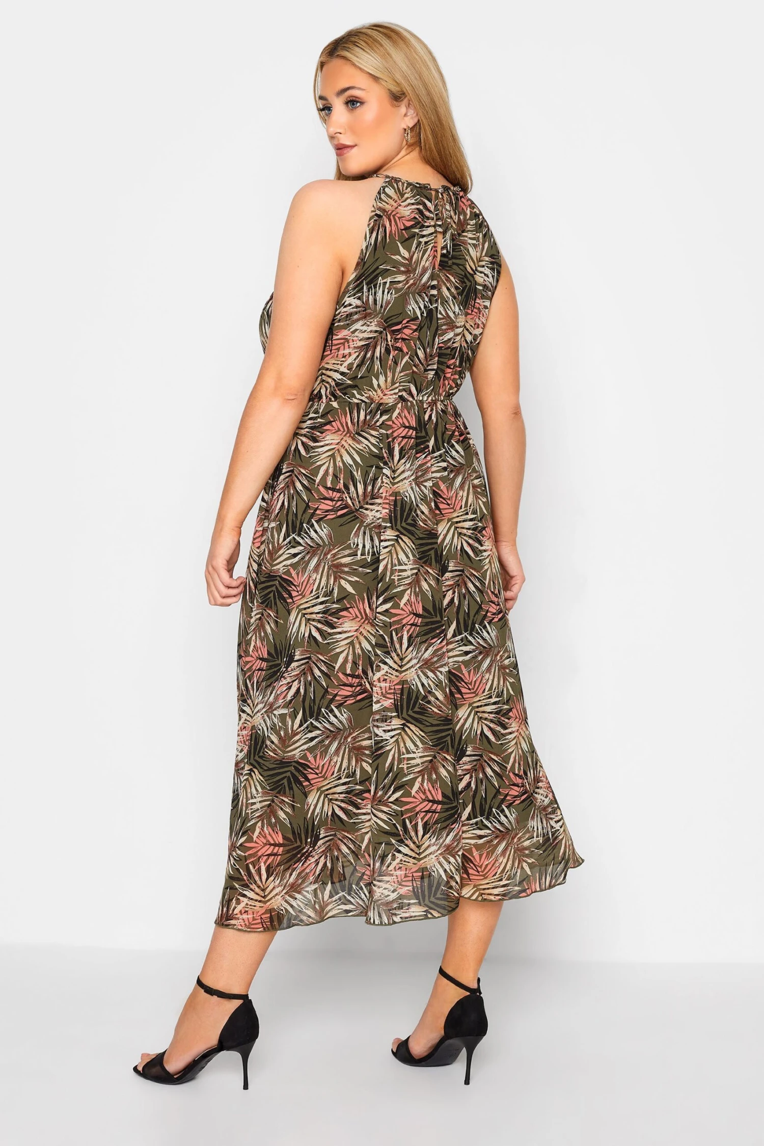 YOURS LONDON - Robe Verte Kaki Imprimé Tropical 5 YOURS LONDON - Robe Verte Kaki Imprimé Tropical – Image 3