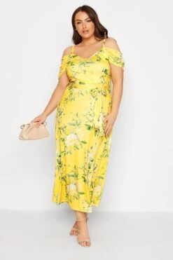 YOURS LONDON - Robe Jaune Floral Design Bardot -GrandeTendance Boutique dfc57cab 35c8 48 161530 B