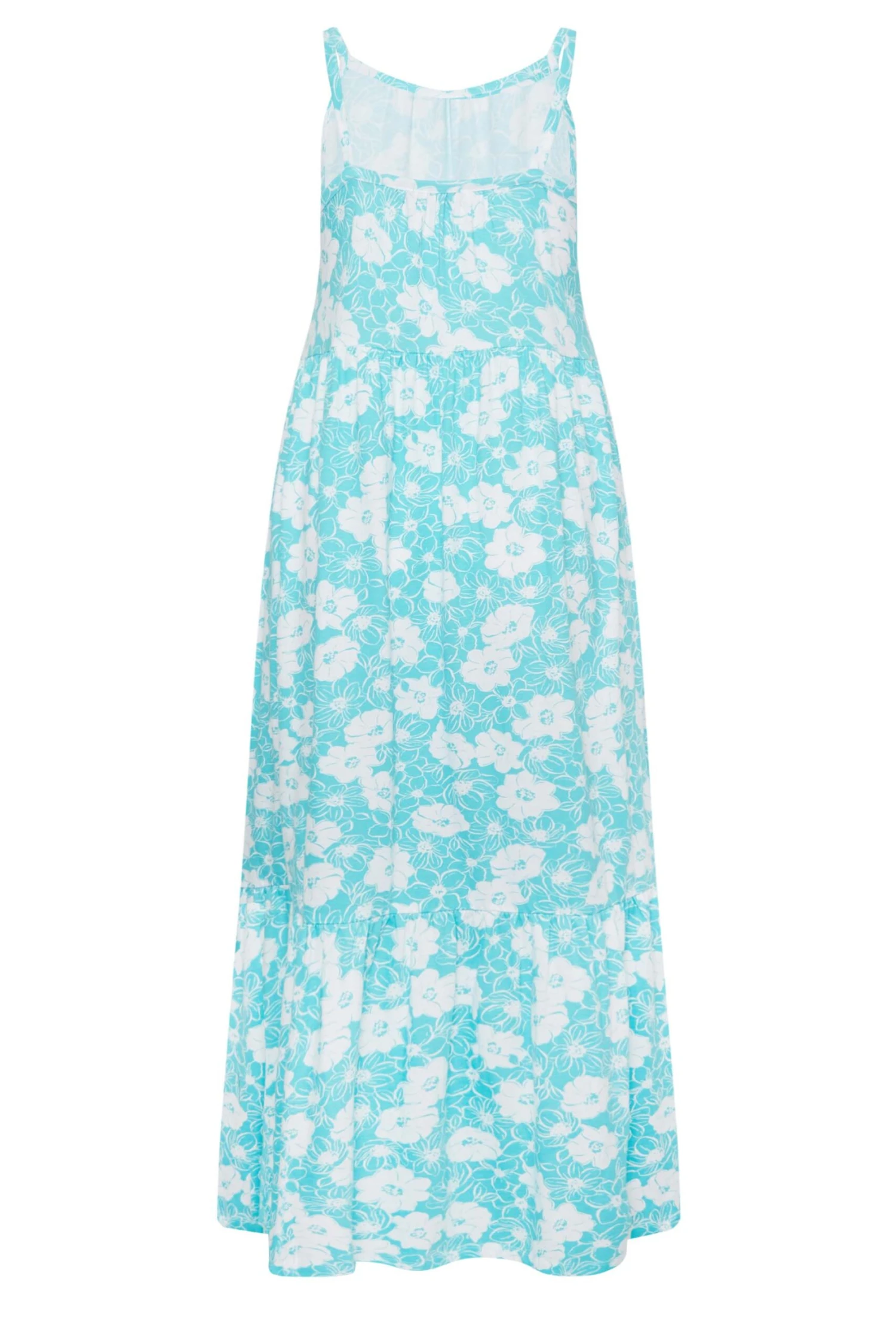 YOURS - Robe Bleue Clair Floral Volantée Fines Bretelles Maxi En Jersey 9 YOURS - Robe Bleue Clair Floral Volantée Fines Bretelles Maxi En Jersey – Image 7