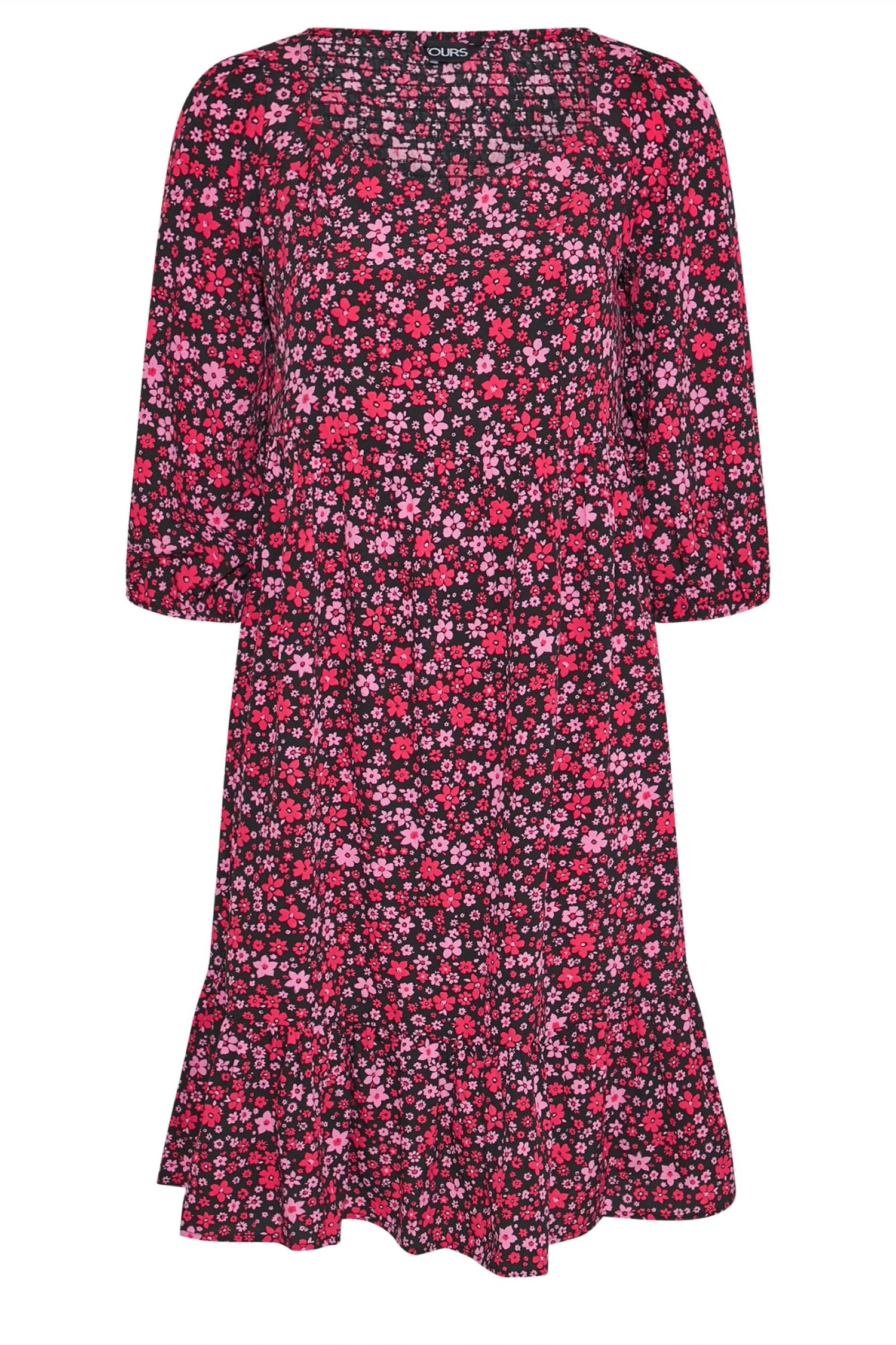 Robe Rose Midi Floral Cache-Coeur Manches Bouffantes 8 Robe Rose Midi Floral Cache-Coeur Manches Bouffantes – Image 6