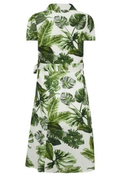 YOURS PETITE - Robe Midi Blanche & Verte Feuilles Tropicales -GrandeTendance Boutique e1f6920a aec2 4c 174476 Y