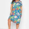 YOURS - Robe Bleue & Jaune Plissée Floral -GrandeTendance Boutique e262650c 227b 4d 301000 A