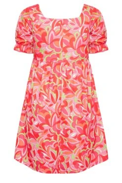 LIMITED COLLECTION - Robe Orangée Design Abstrait Smocké Volanté Encolure Coeur -GrandeTendance Boutique e27caf00 82f3 4c 215538 Y