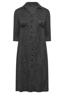 YOURS - Robe Noire Midi Boutonnée Léopard -GrandeTendance Boutique e2c835e0 6561 49 174165 X