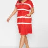 YOURS - Robe T-Shirt Rouge Midi Design Tie & Dye